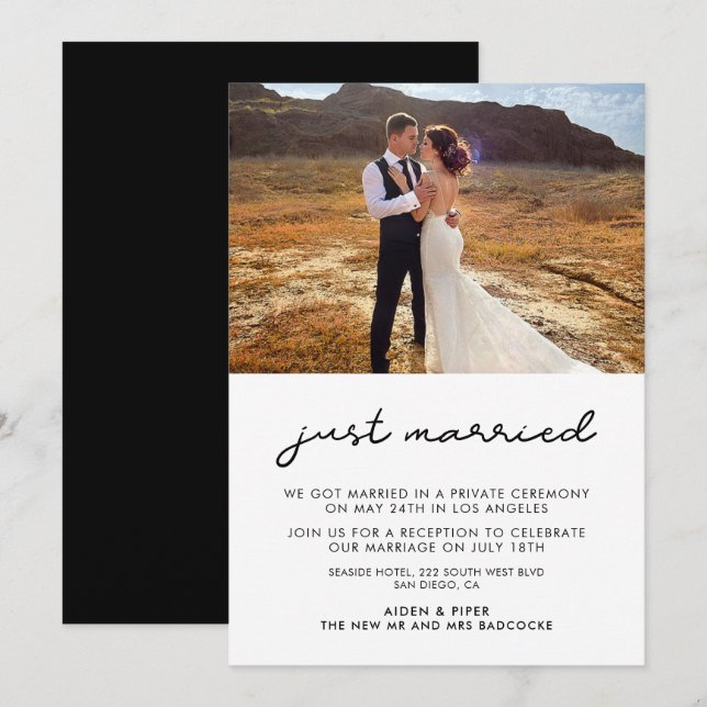 Just married Simple wedding announcement (Front/Back)