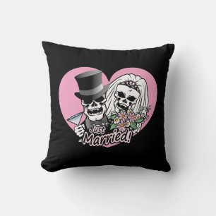 Just Married Skulls Cushion