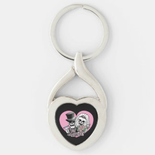 Just Married Skulls Key Ring