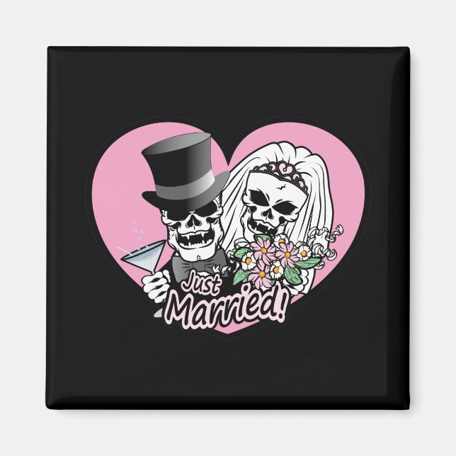 Just Married Skulls Magnet (Front)