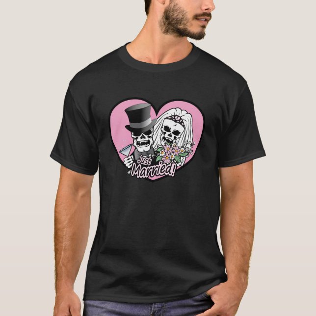 Just Married Skulls T-Shirt (Front)