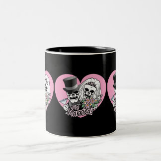Just Married Skulls Two-Tone Coffee Mug