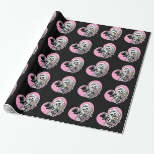 Just Married skulls Wrapping Paper