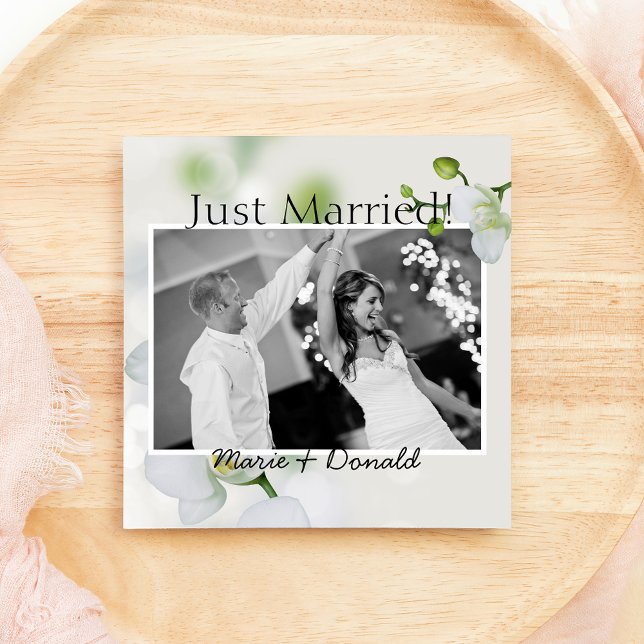 Just Married Soft Elegant Orchid Announcement (Creator Uploaded)