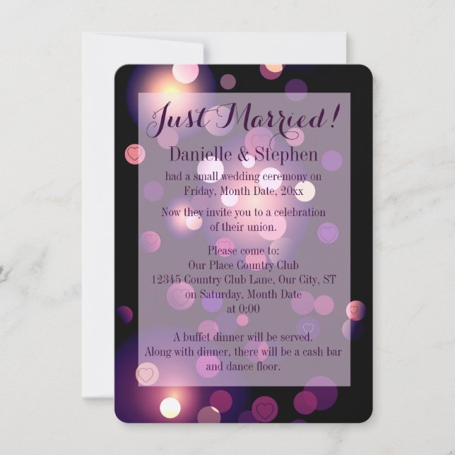 Just Married Spots and Hearts Invitation (Front)