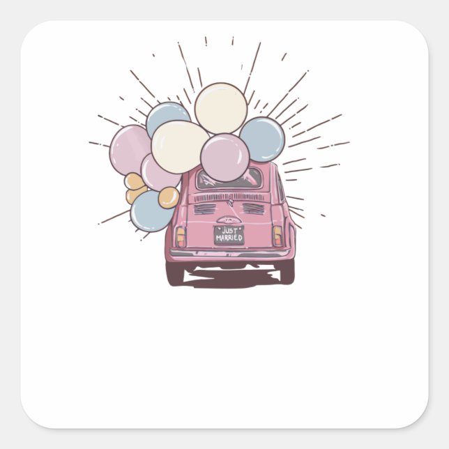 Just Married Square Sticker (Front)