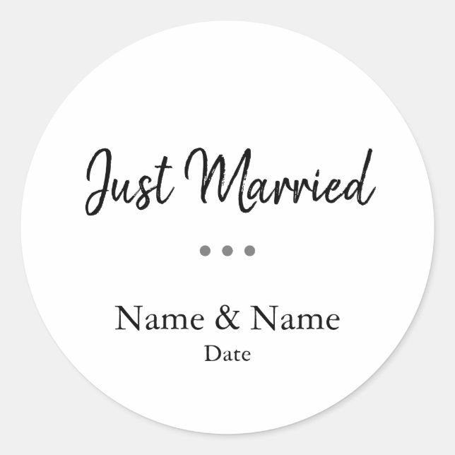 Just Married Sticker Editable Text (Front)
