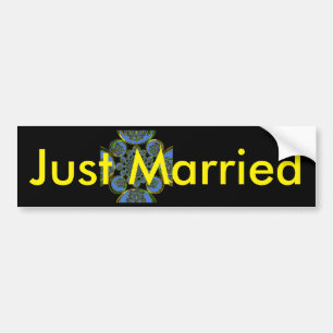 Just Married Sticker Template Car Bumper Sticker