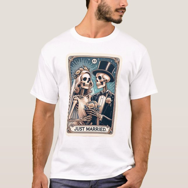 Just Married Tarot Card Theme T-Shirt (Front)