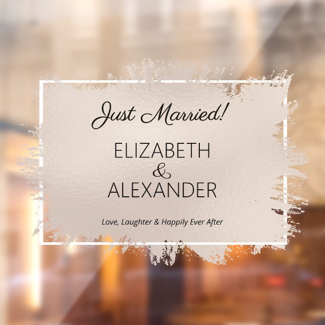 Just Married! Taupe Faux Foil Window Cling (Sheet 2)