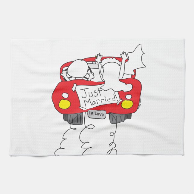 Just Married Tea Towel (Horizontal)