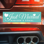 Just Married Teal Personalised Newlywed Wedding Car Magnet<br><div class="desc">Just Married Personalised Name Newlywed Wedding Car Magnet. Personalise this custom design with the names of the bride and groom or with your own text.</div>