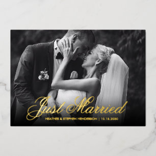 Just Married Thank You Elegant Wedding Photo