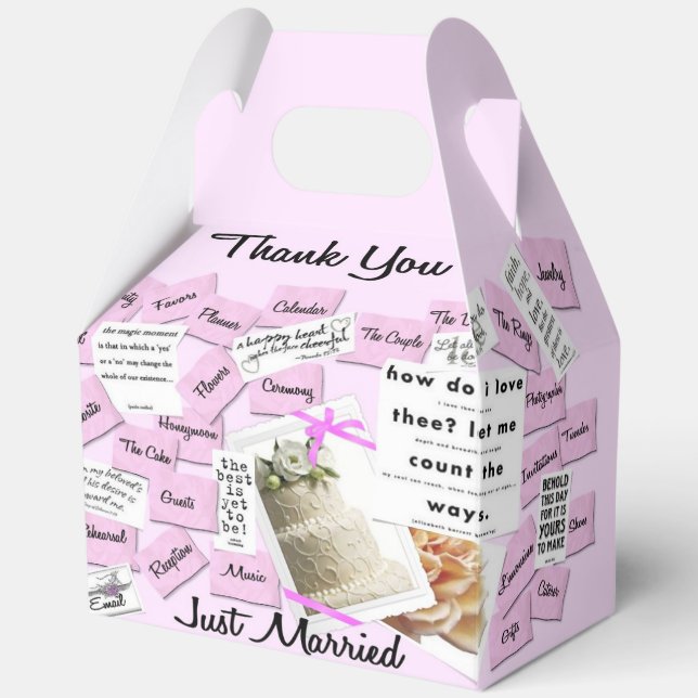 Just Married Thank You Wedding Favour Box (Front)