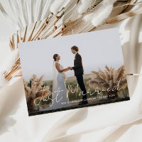 Just married thin script wedding announcement