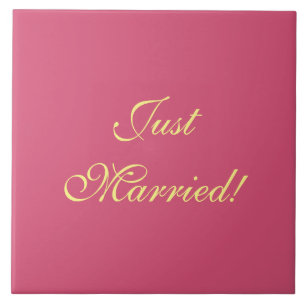 Just Married! tiles Pink Yellow Add your text