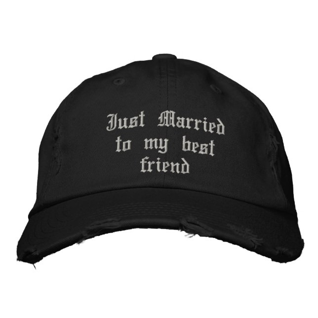 Just Married to my best friend gothic wedding hat (Front)