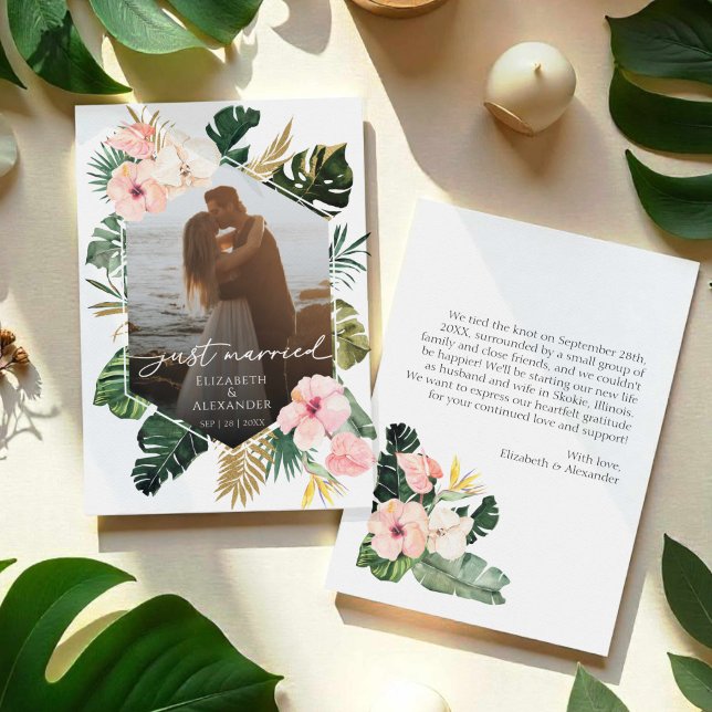 just married | Tropical Wedding Photo Announcement (Creator Uploaded)