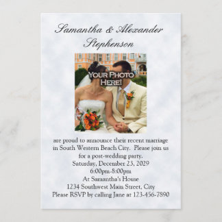 Just Married, Two Gold Bands/Clouds Invitation