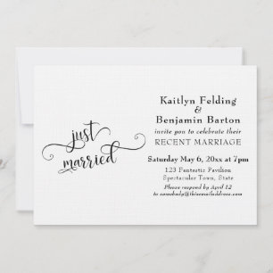 Just Married Typography Post-Wedding Celebration Invitation