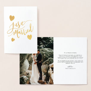 Just Married Typography Wedding Announcement Photo