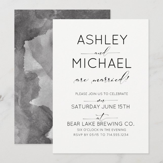 Just Married Typography Wedding Party Invitation (Front/Back)