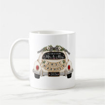 Just Married Vintage Car Custom Wedding Year