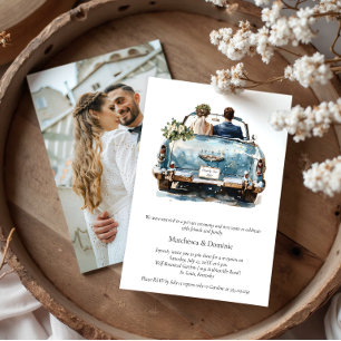 Just Married Vintage Car Reception Celebration   Invitation