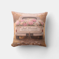 Just Married Vintage Truck Blush Floral Wedding