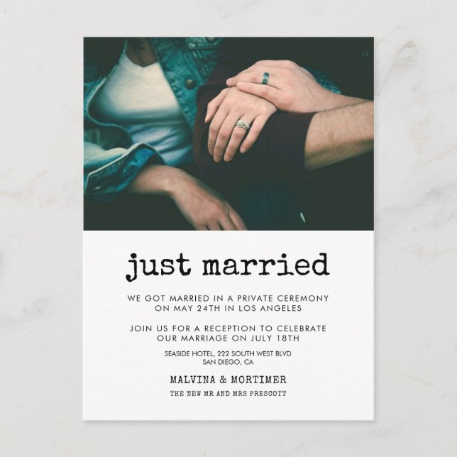 Just married Vintage typewriter photo Postcard (Front)