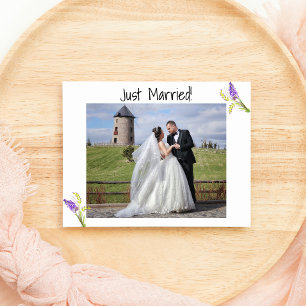 Just Married Watercolor Lavender and Green Floral