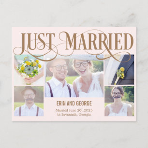 Just Married Wedding Announcement Elopement Postcard