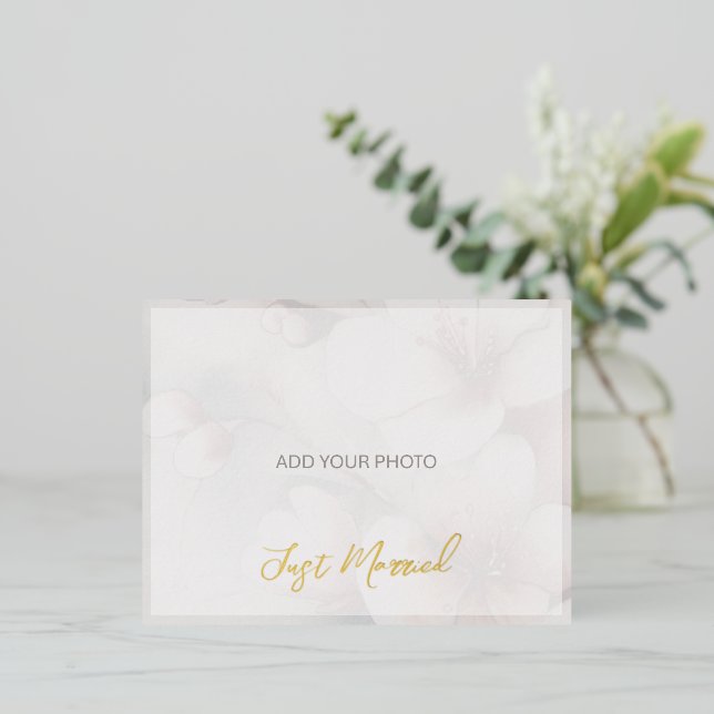 Just Married Wedding Announcement Foil Postcard (Standing Front)