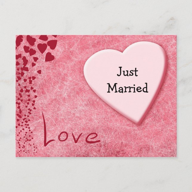 Just Married Wedding Announcement Love Postcard (Front)