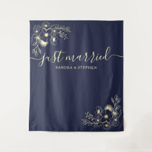 Just Married Wedding Backdrop Tapestry