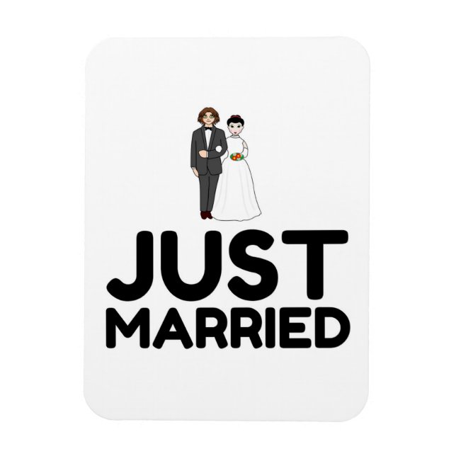 JUST MARRIED WEDDING BRIDE GROOM MAGNET (Vertical)