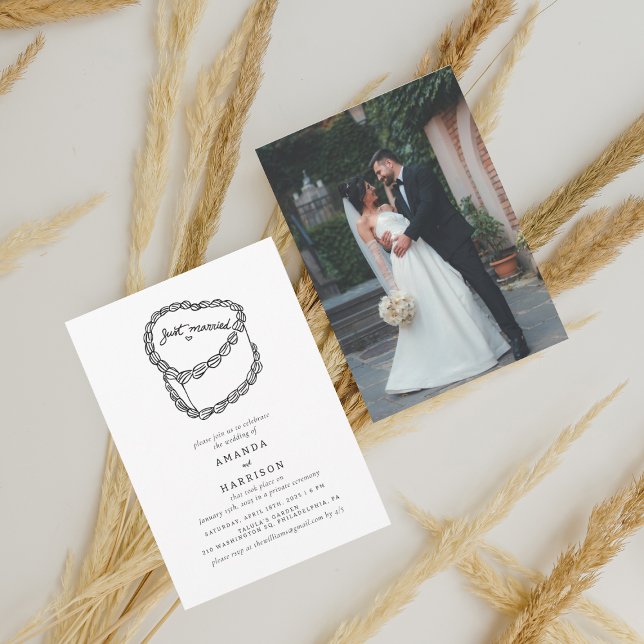 Just Married Wedding Cake Reception Only  Invitation (Creator Uploaded)