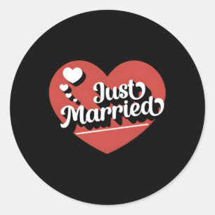 Just Married Wedding Classic Round Sticker