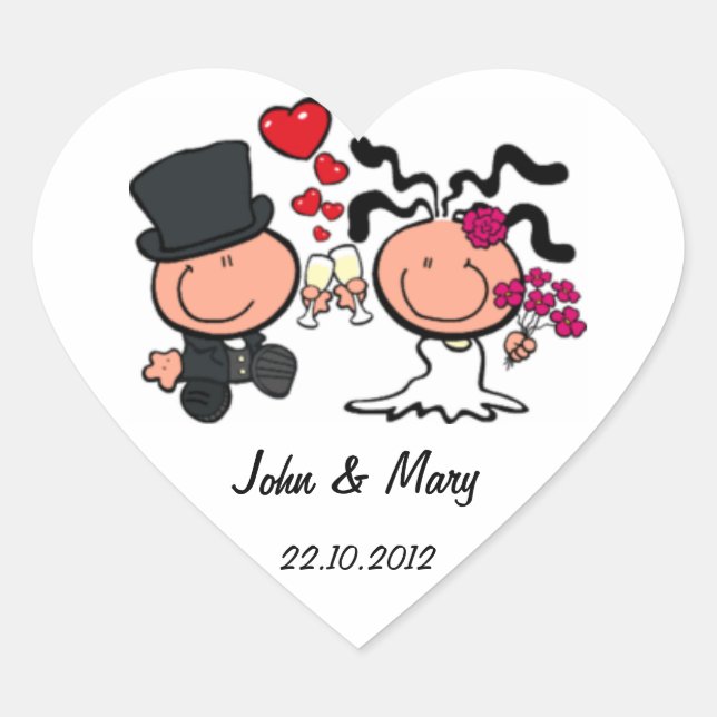 Just married wedding couple cartoon  Sticker (Front)