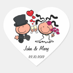 Just married wedding couple cartoon  Sticker