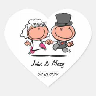 Just married wedding couple cartoon Sticker