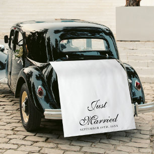 Just Married Wedding Date Fabric Car Banner Sign Tapestry
