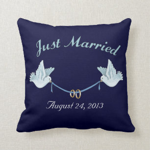 Just Married Wedding Doves Cushion