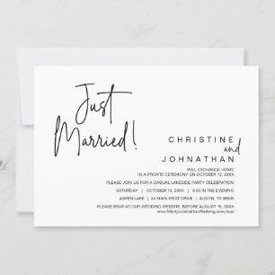 Just Married, Wedding Elopement Dinner Party Invitation