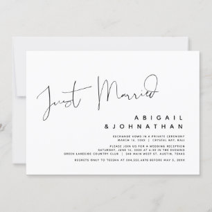 Just Married, Wedding Elopement Party Invitation