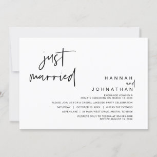 Just Married, Wedding Elopement Party Invitation
