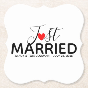 Just Married Wedding Favour Custom  Paper Coaster