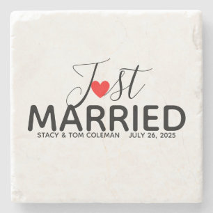 Just Married Wedding Favour Custom Stone Coaster