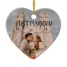 Just Married Wedding Favour Ornament Gift Photo