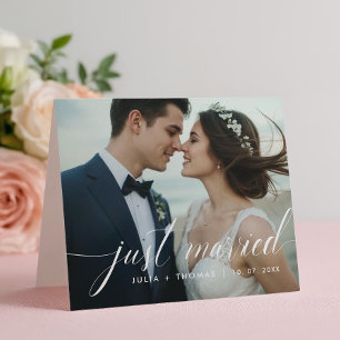 Just Married Wedding Folded Announcement Card